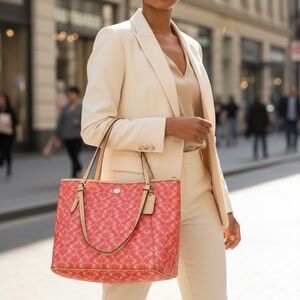 Chic Coral Designer Tote Bag